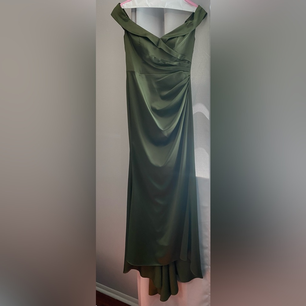 satin off the shoulder mermaid dress